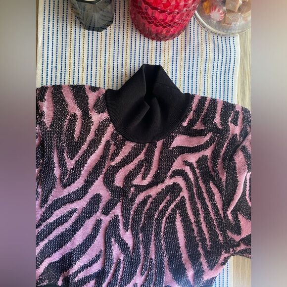 Dundas X Revolve Mini Sweater Knits Dress Womens  Sz M Black  And Pink Metallic - Picture 6 of 14